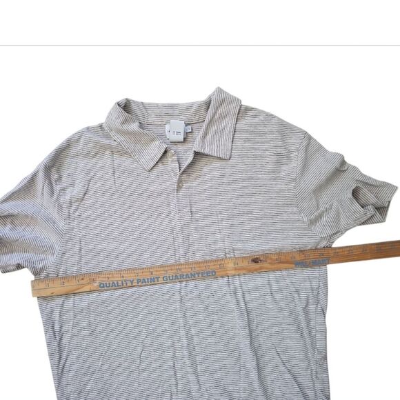 Vintage Calvin Klein Jeans Linen Blend Striped Polo Shirt Sz L CK Top Resortwear - Picture 8 of 11